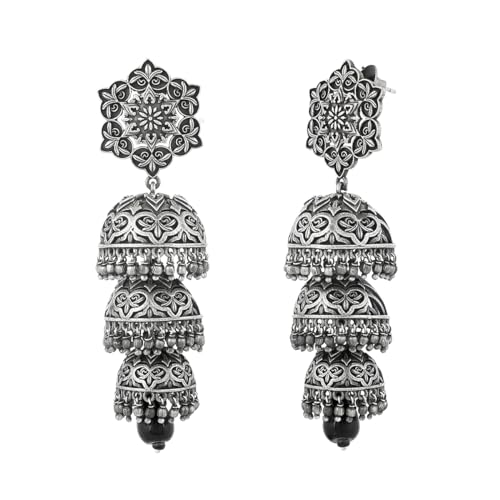 Nrityotsava Falguni 3 Layers Jhumka Earrings